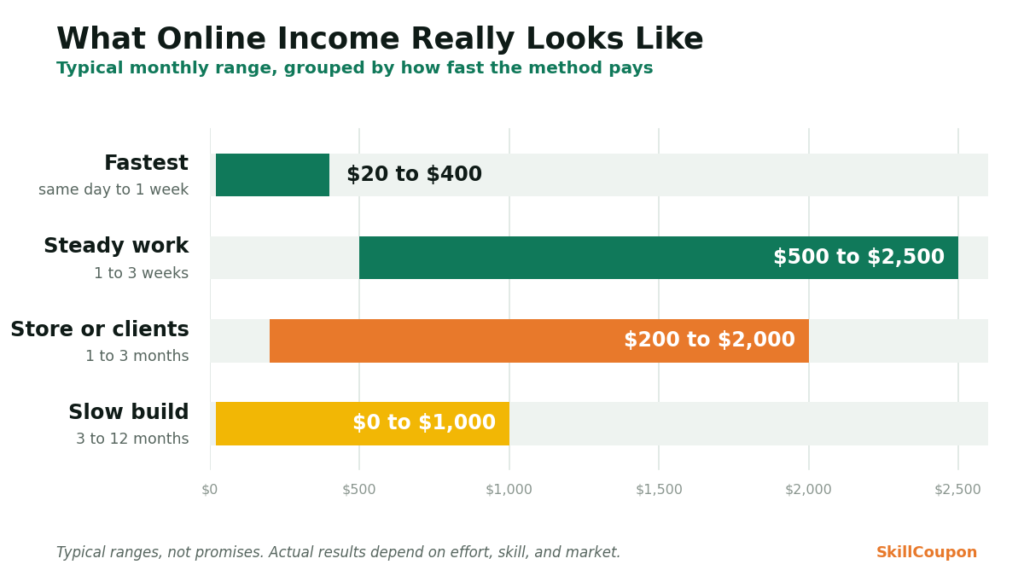 chart of typical monthly income grouped by how fast the method pays